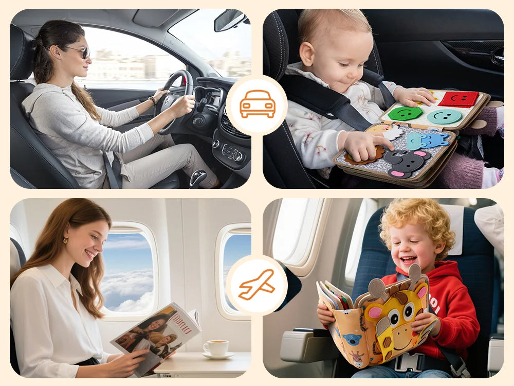 Montessori Toy Busy Board Giraffe Busy Book Preschool Learning Educational Quiet Book Sensory Travel Toy for Baby 3 4 5 6 Ages