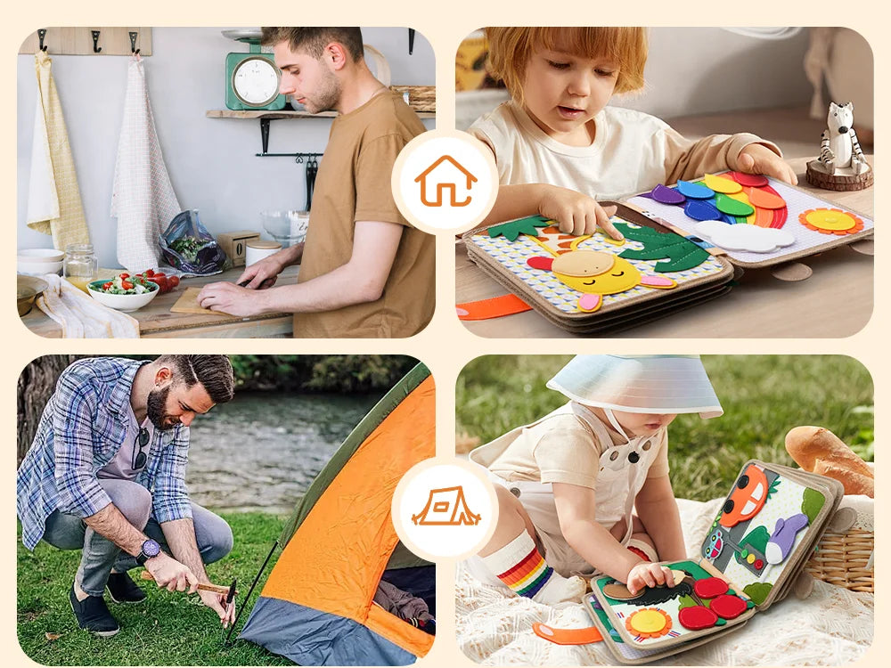 Montessori Toy Busy Board Giraffe Busy Book Preschool Learning Educational Quiet Book Sensory Travel Toy for Baby 3 4 5 6 Ages