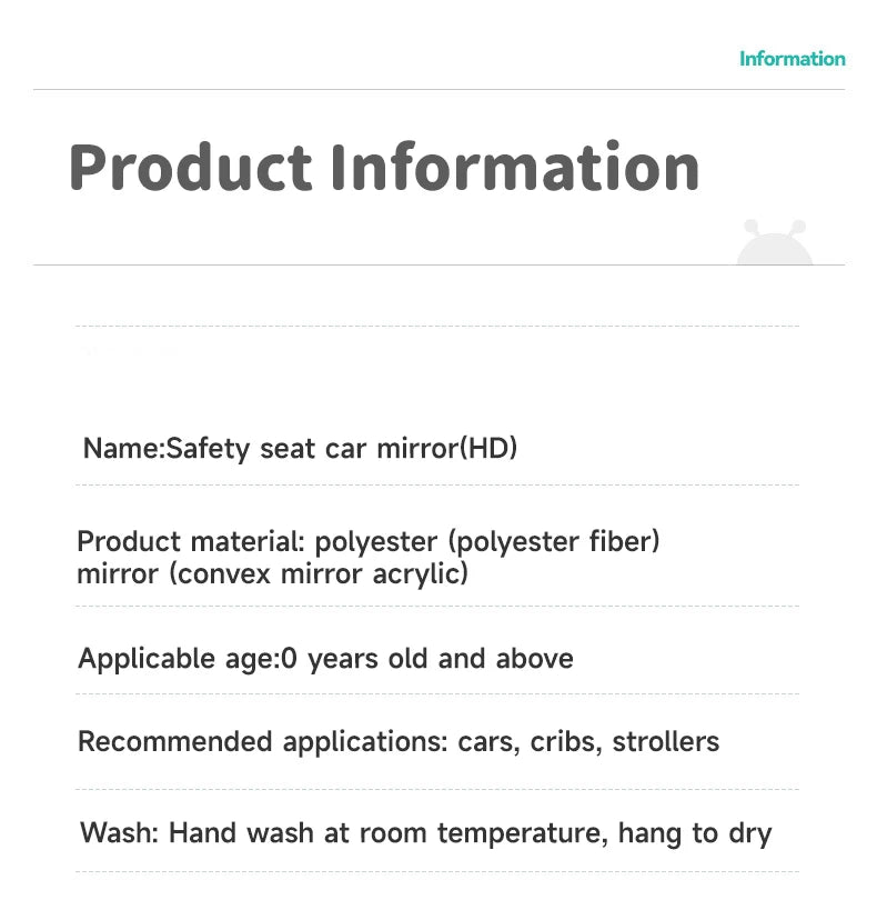 Baby Car Seat Mirror Toys Kids Monitor Adjustable Education Sensory Toys Fun Travel Infant Tummy Time Toys Babies Carseat Toys