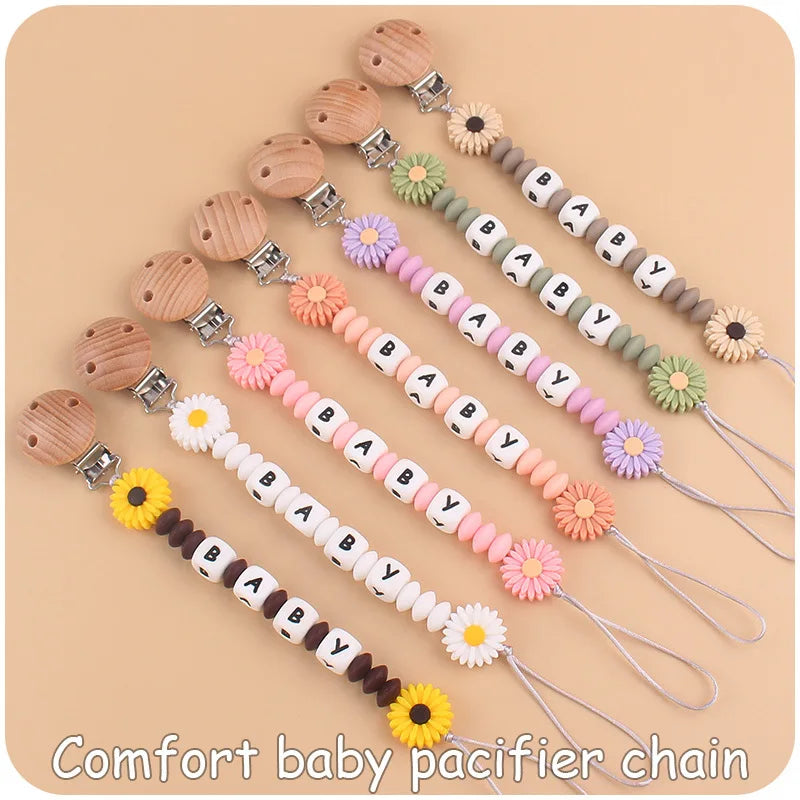 New Custom Pacifier Clips Nipple Dummy Holder Chain Holder Newborn Soother Chains Infant Feeding Soother Teething Toy Chew Gifts