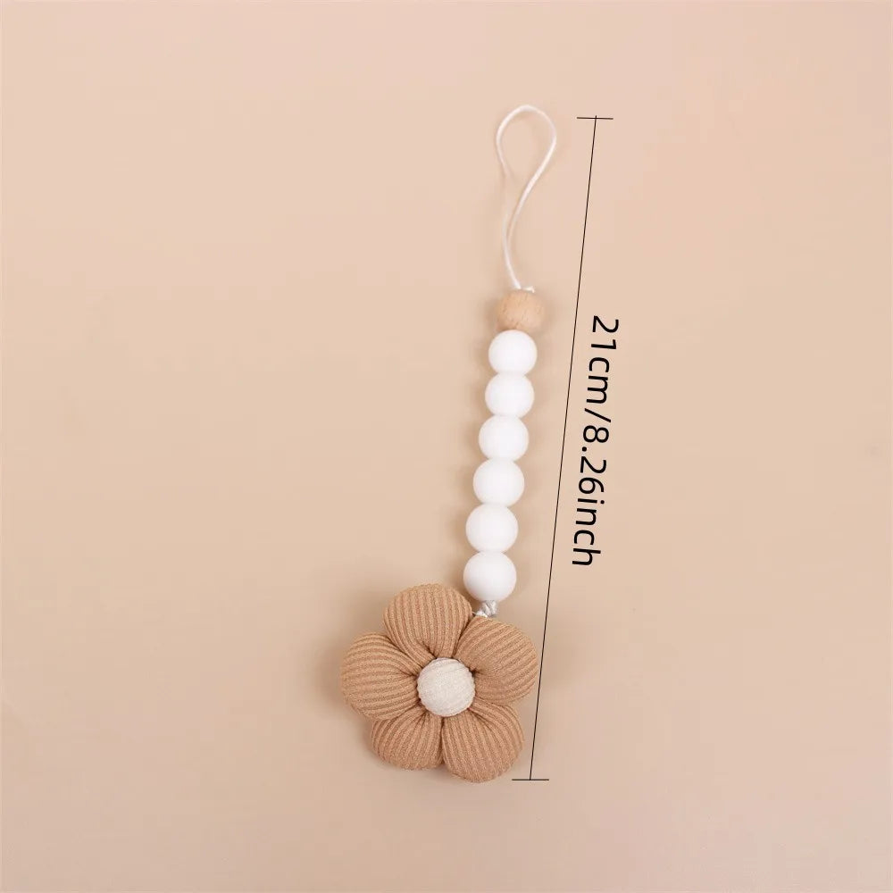 Flower Baby Pacifier Clip Chain Newborn Dummy Nipple Holder Clips BPA Free Cotton Teething Toys Soother Pendant Holder