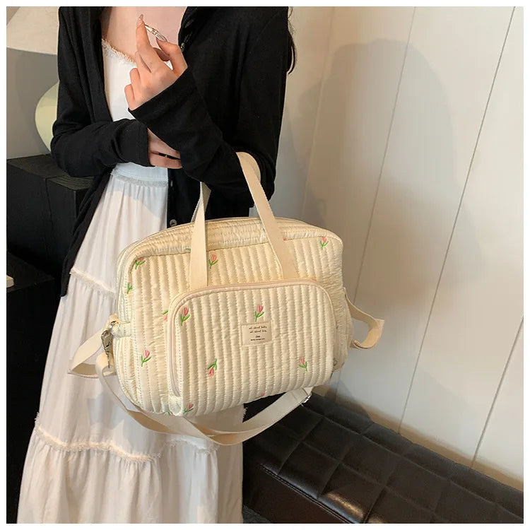 Large Mommy Bag Baby Organizer Maternity Pack Diaper Handbag Embroidered Women Shoulder Crossbody Bag Hospital Travel Mother Kid