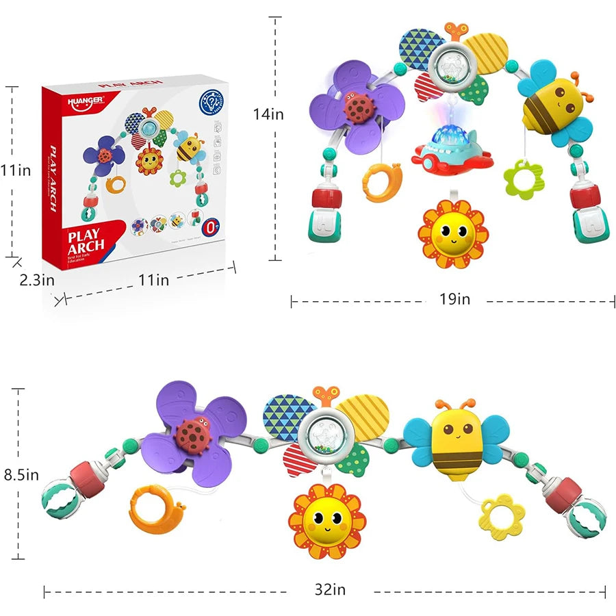 Musical Baby Stroller Arch Travel Car Seat Toy Baby Play Arch Crib Accessory Mobile for Bassinet Pram Activity Arch Bar for Baby