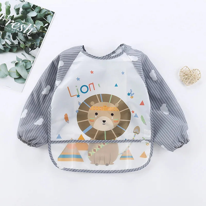 Waterproof EVA Full Sleeve Baby Bibs Children Apron Long Sleeve Feeding Smock Kids Eating Breastplate Infant Scarf Clothing