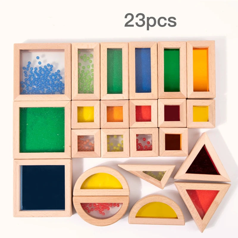 Wooden Rainbow Block Set | STEM Building Toy for Toddlers & Kids