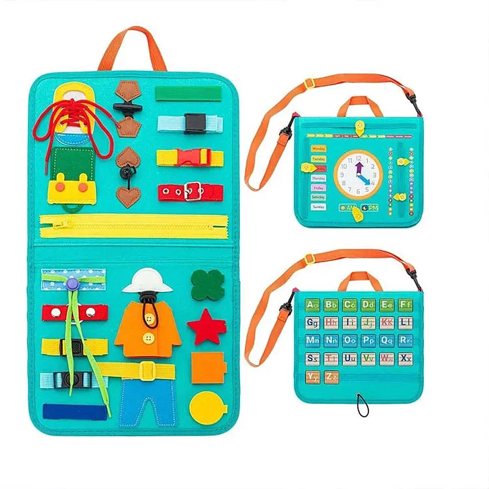 Montessori Busy Board for Toddlers | Foldable Sensory Activity Travel Toy