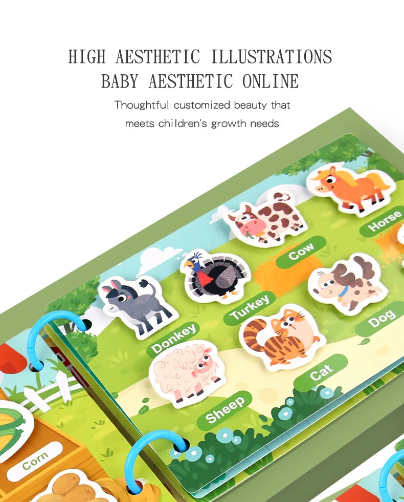 Puzzle Montessori Quiet Book Word Recognition Children's Early Education Enlightenment Stickers Book Toys