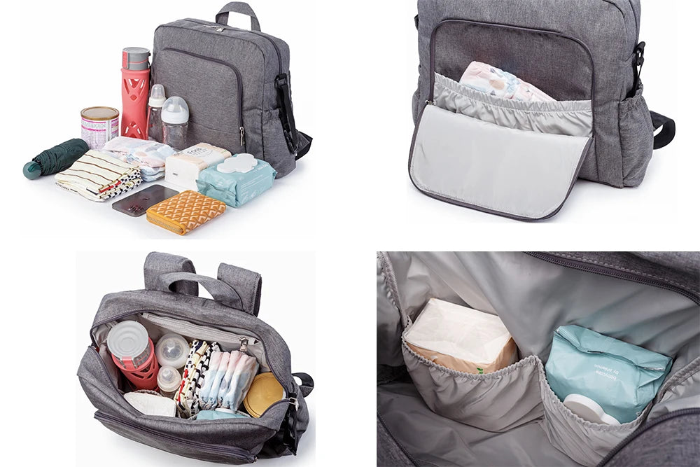 Soboba Solid Diaper Bag Fashion Waterproof Multi-functional Diaper Backpack Nursing Changing Bag for Baby Large Stylish Bag