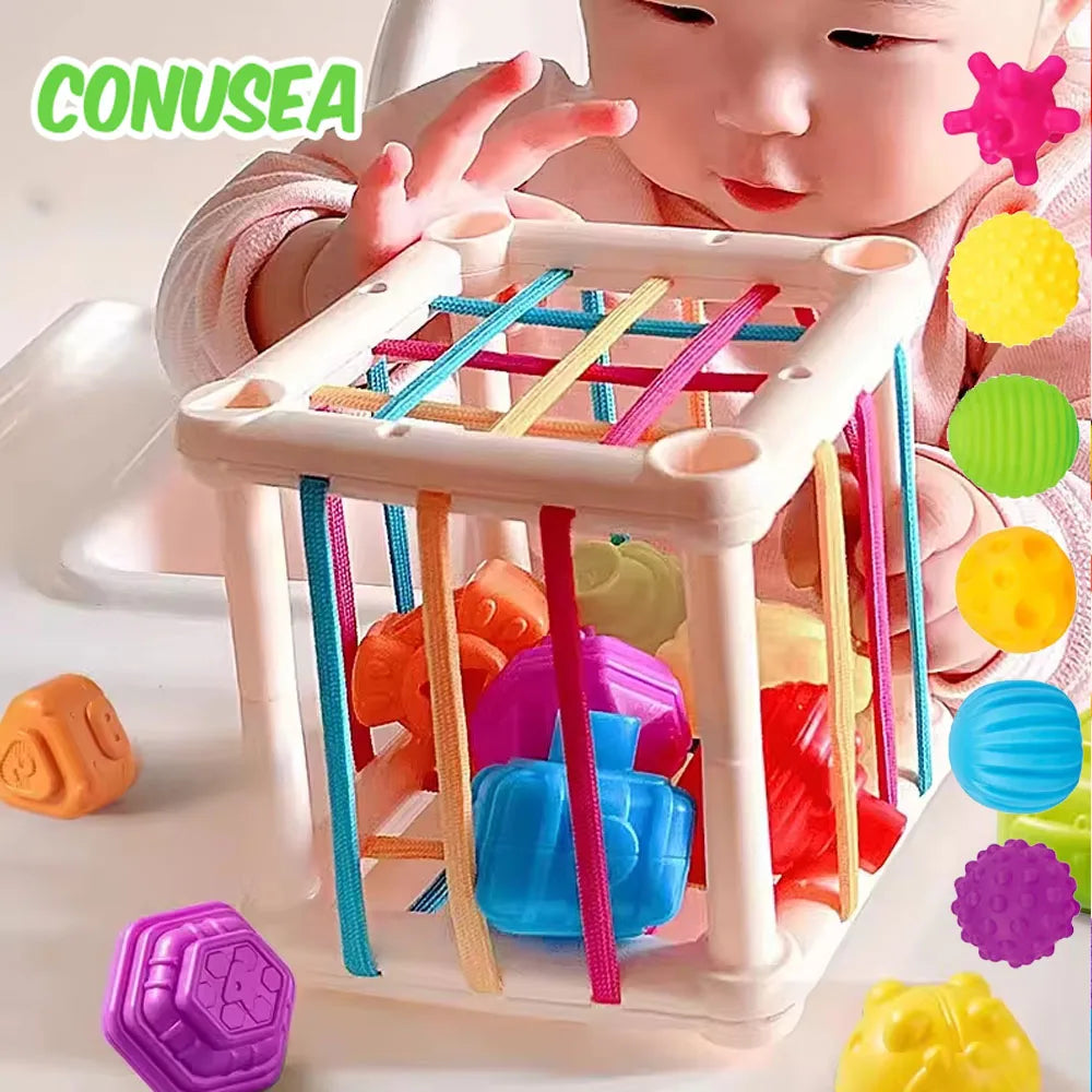 Montessori Shape Sorting Blocks – Sensory Learning Toy for Babies