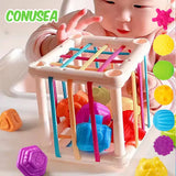 Montessori Shape Sorting Blocks – Sensory Learning Toy for Babies
