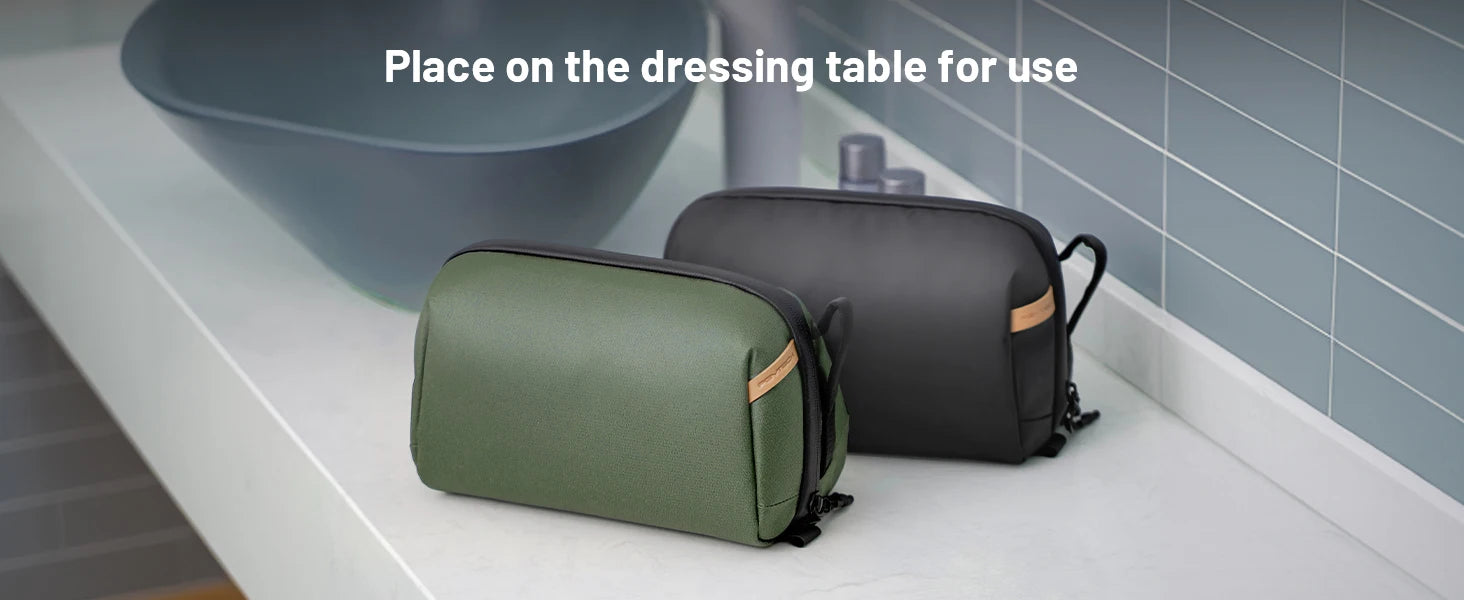 PGYTECH Wash Pouch Hanging Toiletry Bag for Men, Waterproof Dopp Kit Travel Makeup Bag Organizer for Toiletries & Cosmetics