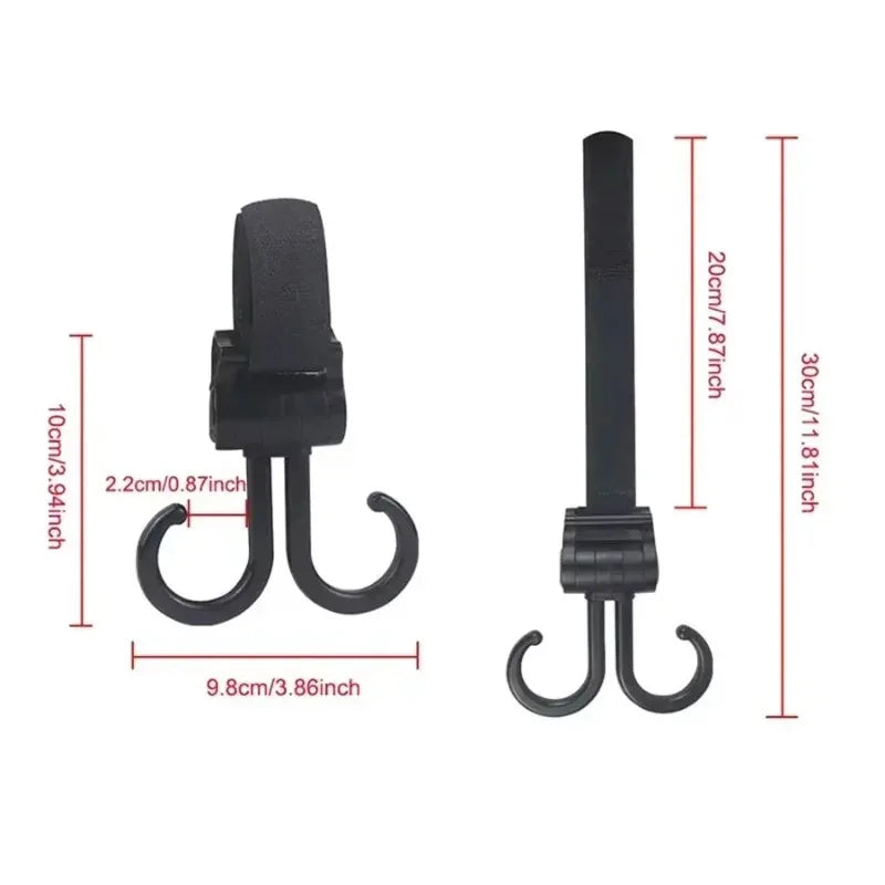 Double Hook Load-bearing Sturdy and Durable 360 Degree Rotating Adjustable Hook and Loop Fasteners Baby Stroller Accessories