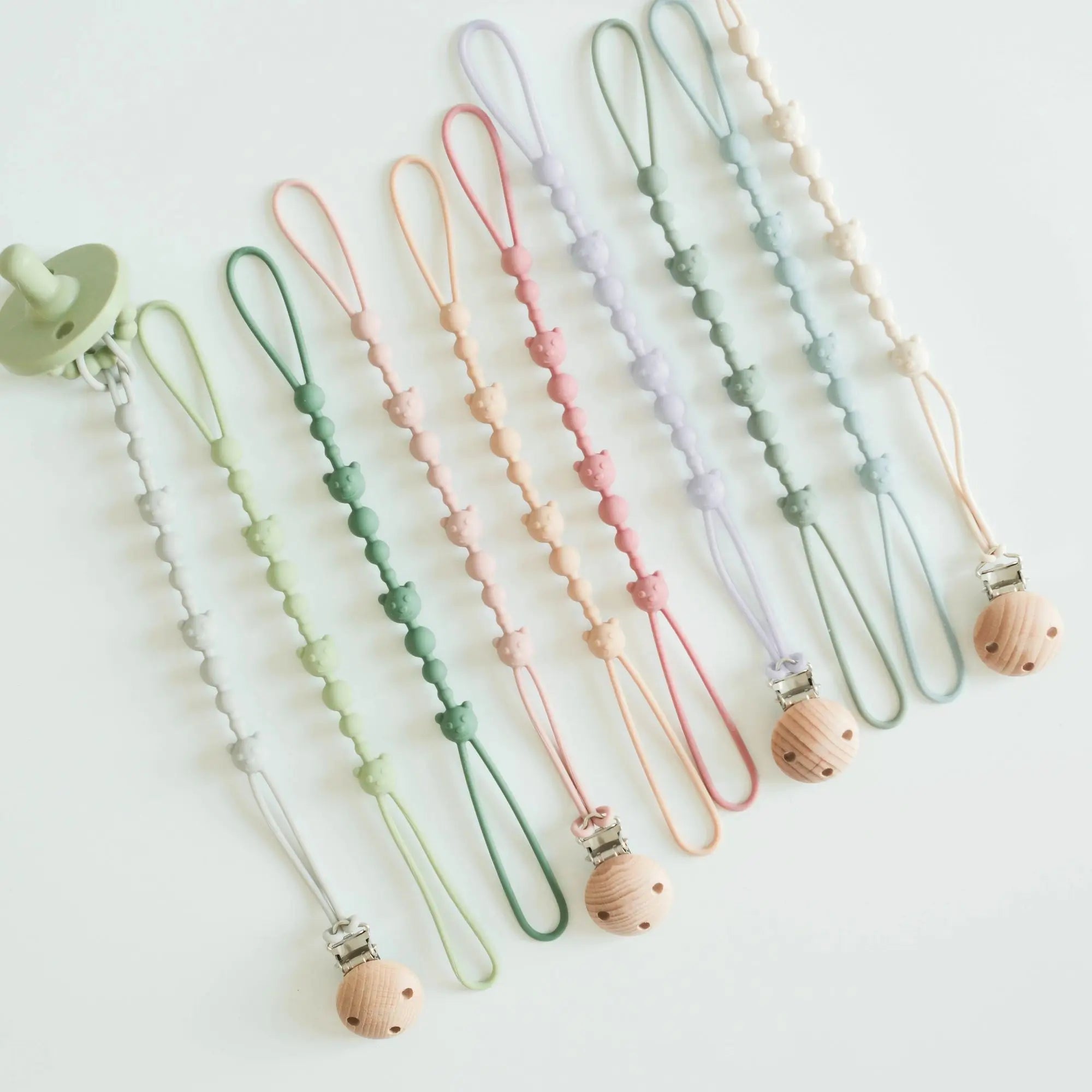 Mother and Baby Essential Silicone Pacifier Chain, 1/4 Pack Cute Bear Toy Strap for Crib, Car Seat, Baby Travel Essentials