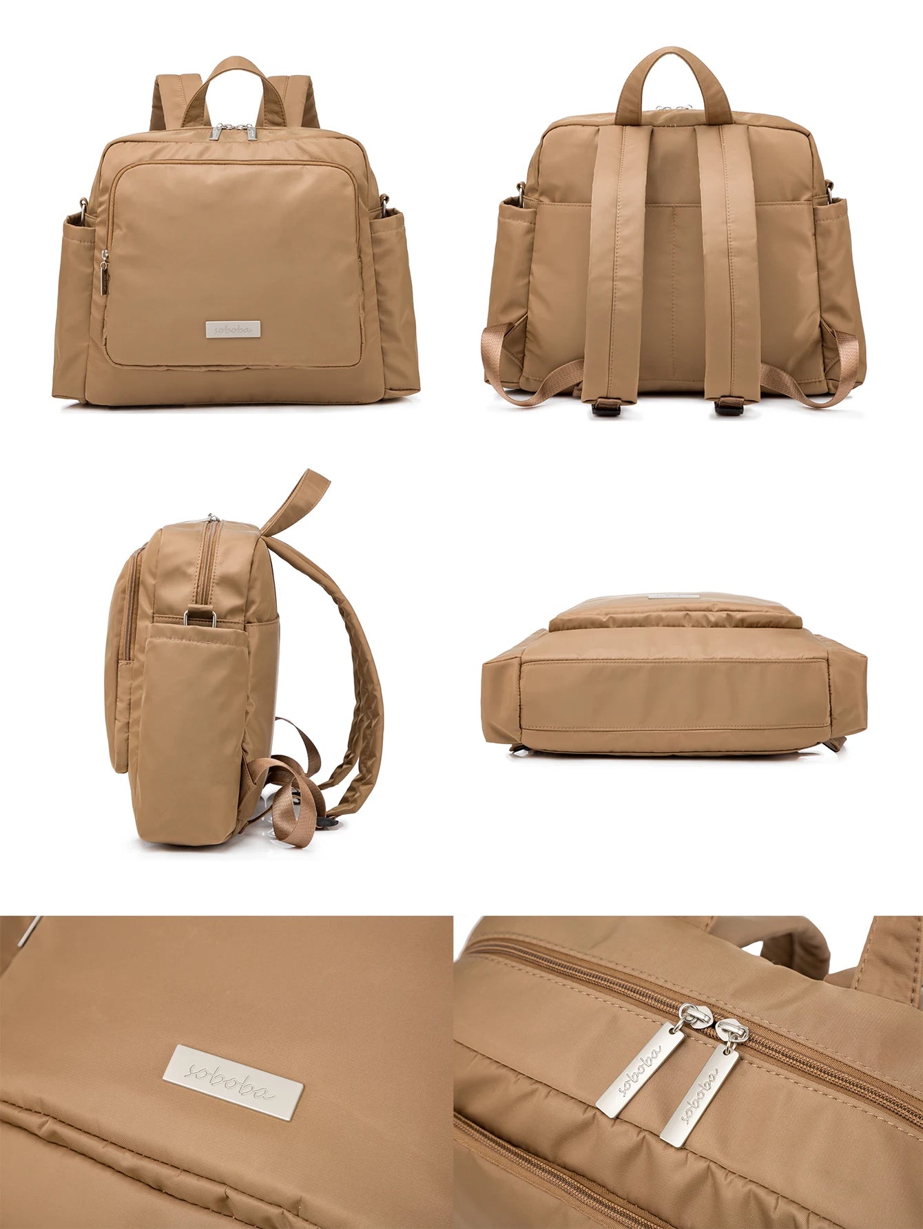 Soboba 2023 New Diaper Bags for Mother Waterproof Large Capacity Solid Polyester Diaper Backpacks Travel Bag for Newborn Baby