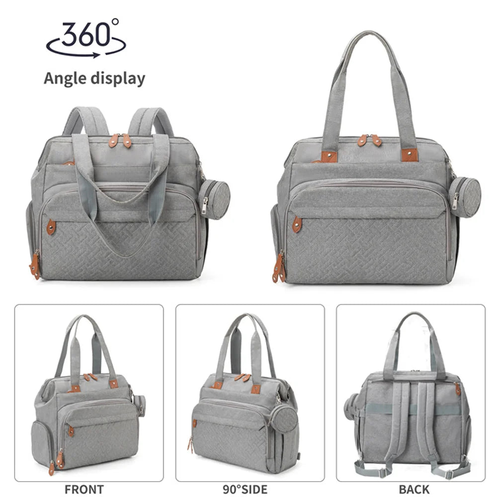 Diaper Bag Backpack with Pacifier Case – Large Capacity Baby Travel Organizer