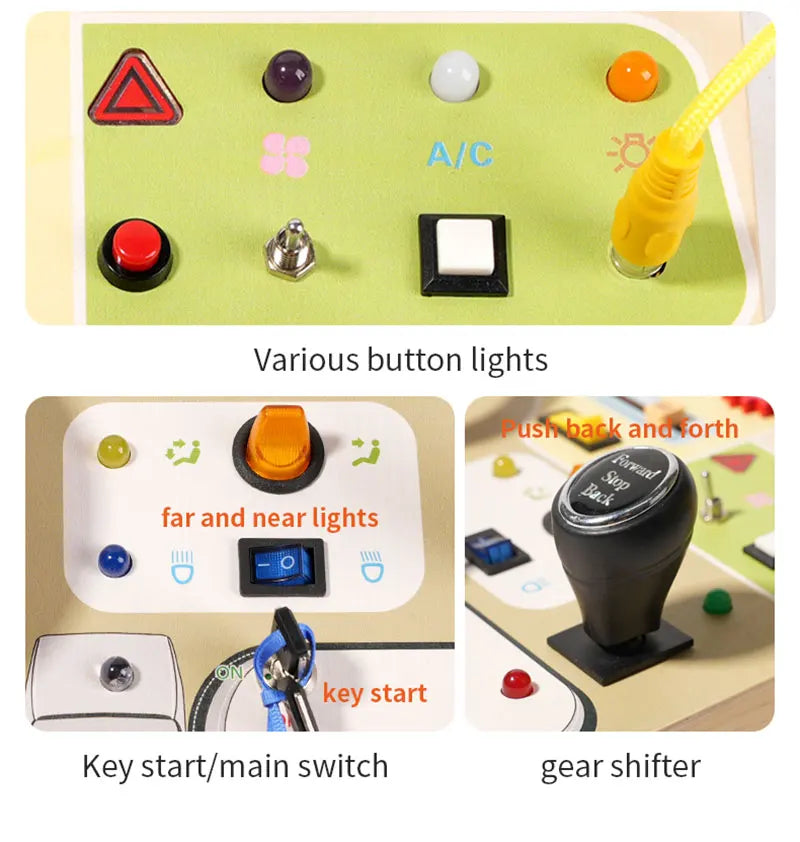 Kids Lights Busy Board Montessori Sensory Toys Switch LED Light Games Activity Board Thinking Education Baby Travel Toys 2-6year