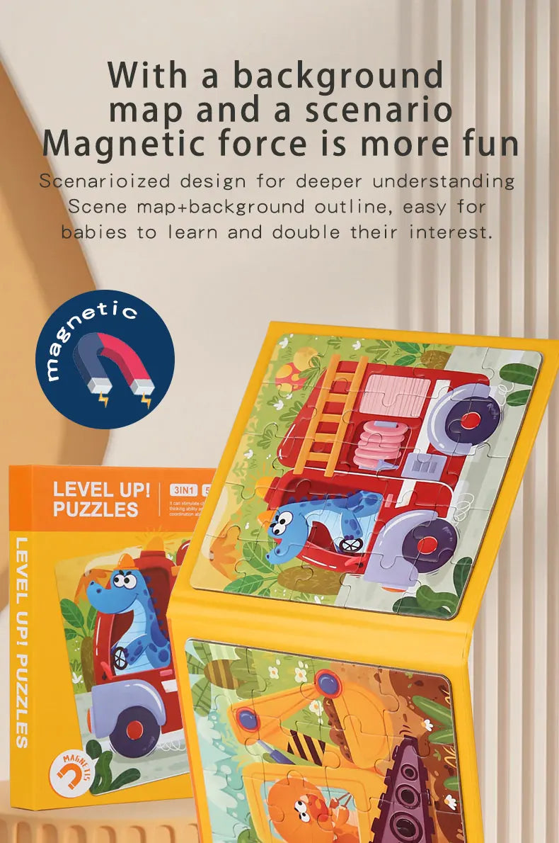 Magnetic Puzzles Games for Kids Busy Quiet Cartoon Animals Jigsaw Book Montessori Baby Educational Toys Children's Early Gifts