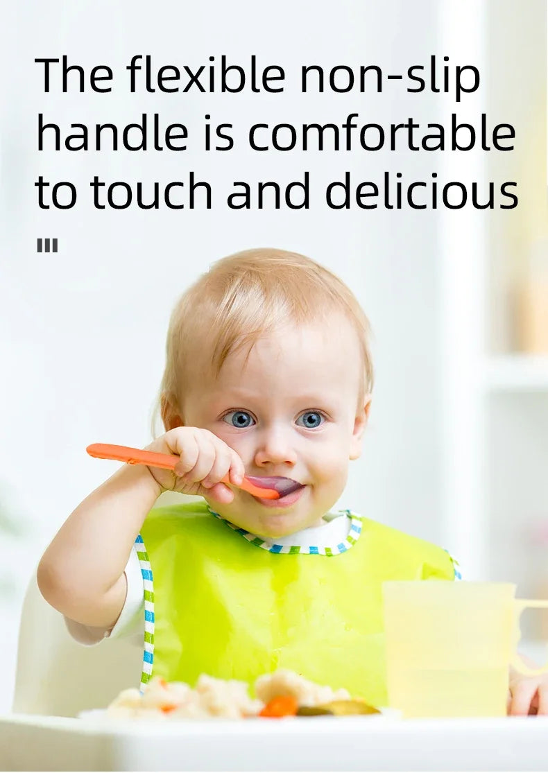 2 Pcs Baby Silicone Spoon Learning Spoon Set Stars Tableware Kids Soft Silicone Feeding Spoon Training Baby Reborn Silicone