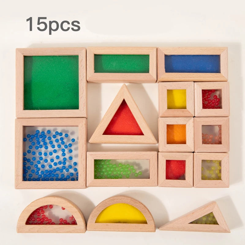 Wooden Rainbow Block Set | STEM Building Toy for Toddlers & Kids