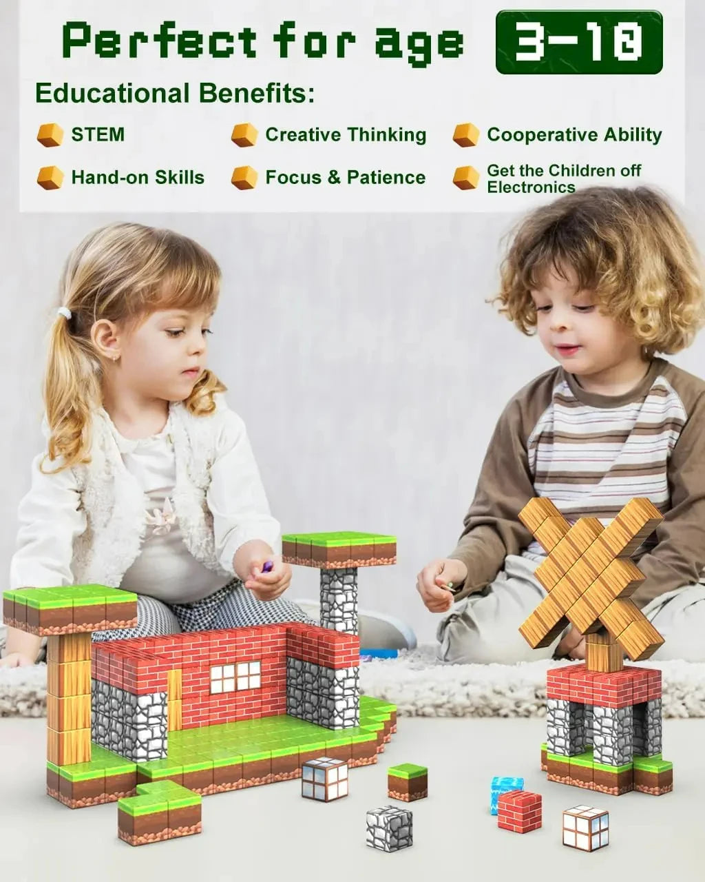 100pcs Magnetic Blocks Toy Build Magnet Set For Boys Girls Stem Montessori Sensory Cubes For Toddlers Gift