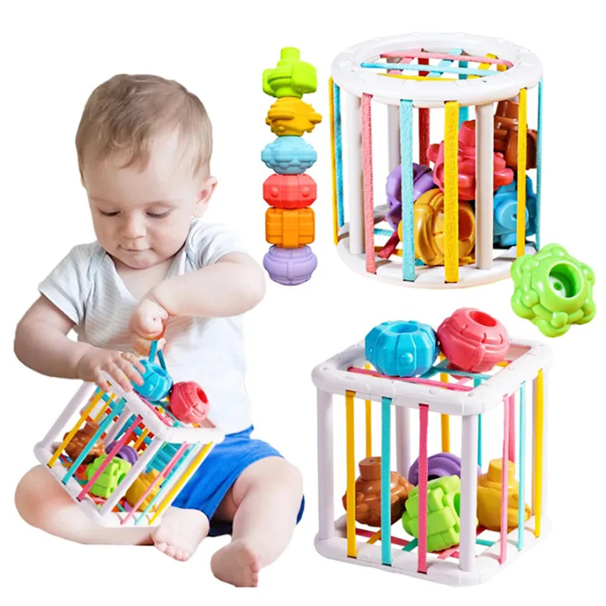 Montessori Shape Sorting Blocks – Sensory Learning Toy for Babies