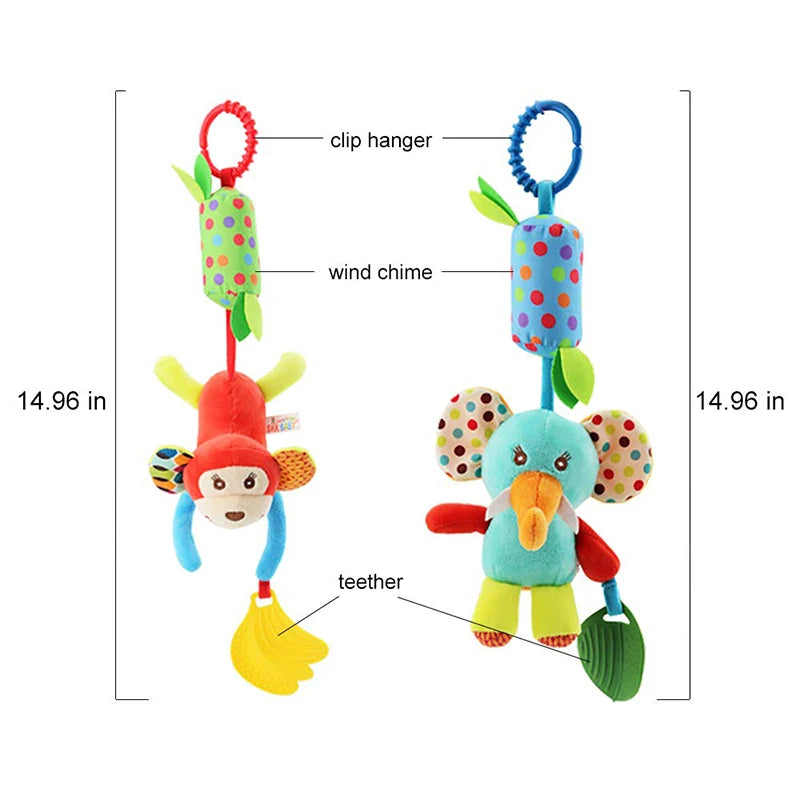 Baby Hanging Toys for 0 3 6 12 Months Rainbow Activity Plush Animal Stroller Toy for Baby Car Seat Crib Travel Sensory Baby Toy
