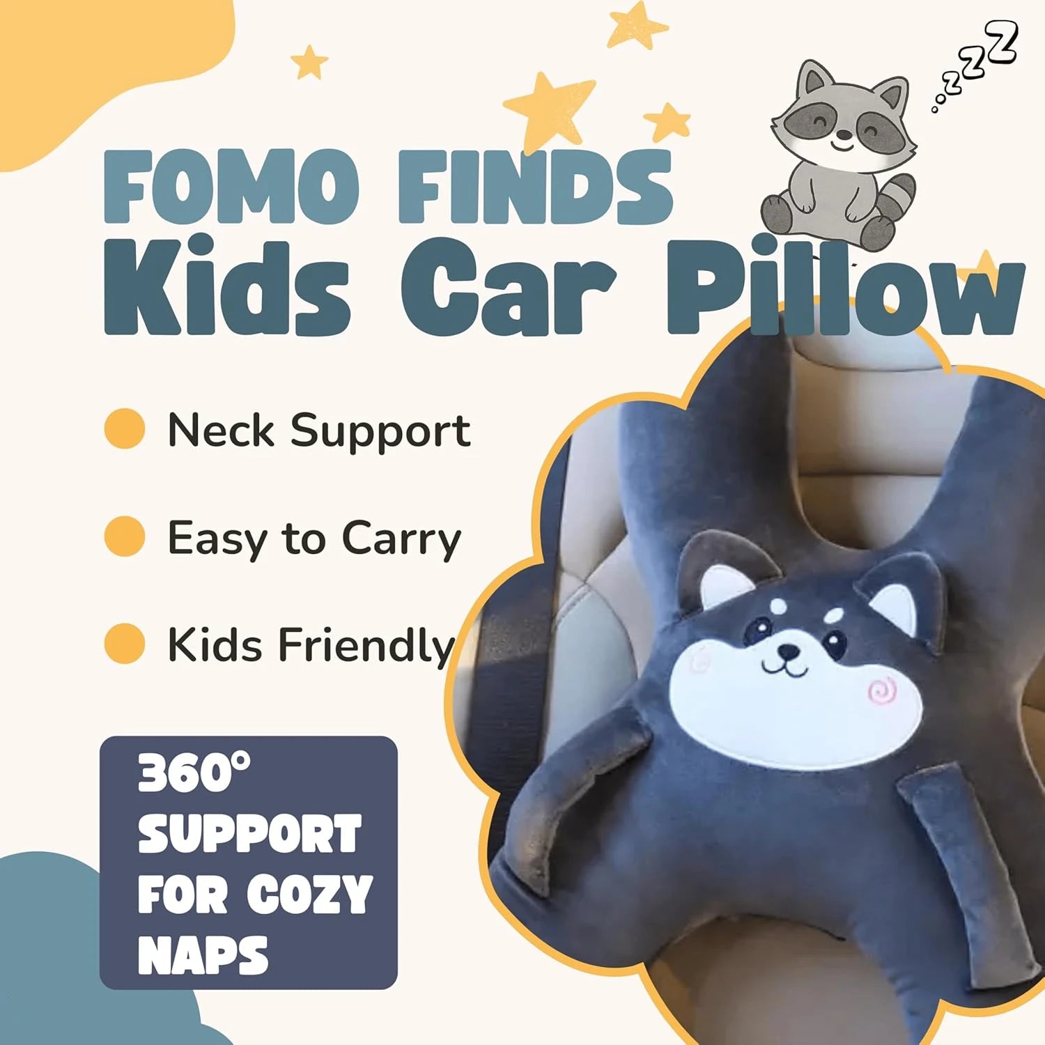Kids Car Seat Belt Pillow Travel Neck Support