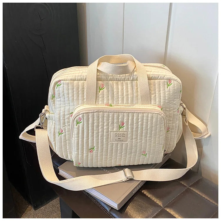 Large Mommy Bag Baby Organizer Maternity Pack Diaper Handbag Embroidered Women Shoulder Crossbody Bag Hospital Travel Mother Kid