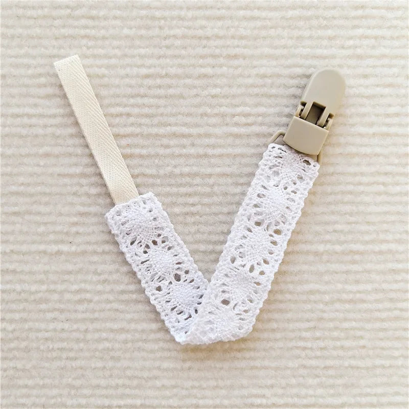 Baby Lace Fabric Pacifier Chain Pacifier Clip Fashionable Fabric and Plastic Pacifier Holder Tether Toy