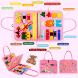 Montessori Busy Board for Toddlers | Foldable Sensory Activity Travel Toy