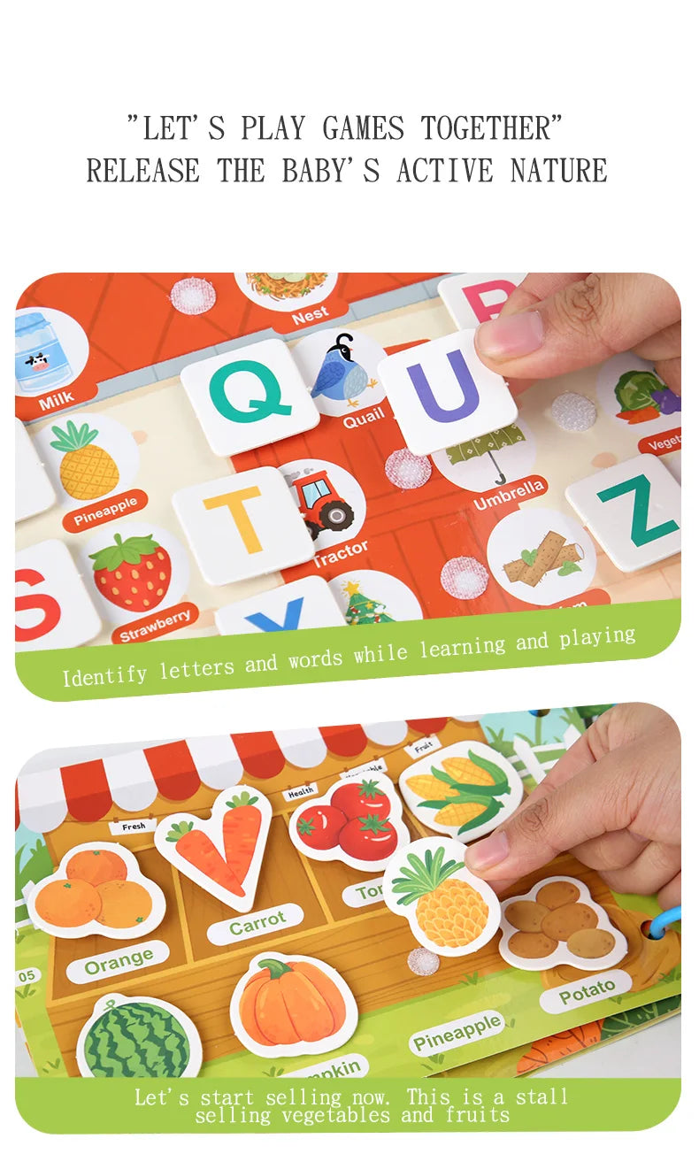 Puzzle Montessori Quiet Book Word Recognition Children's Early Education Enlightenment Stickers Book Toys