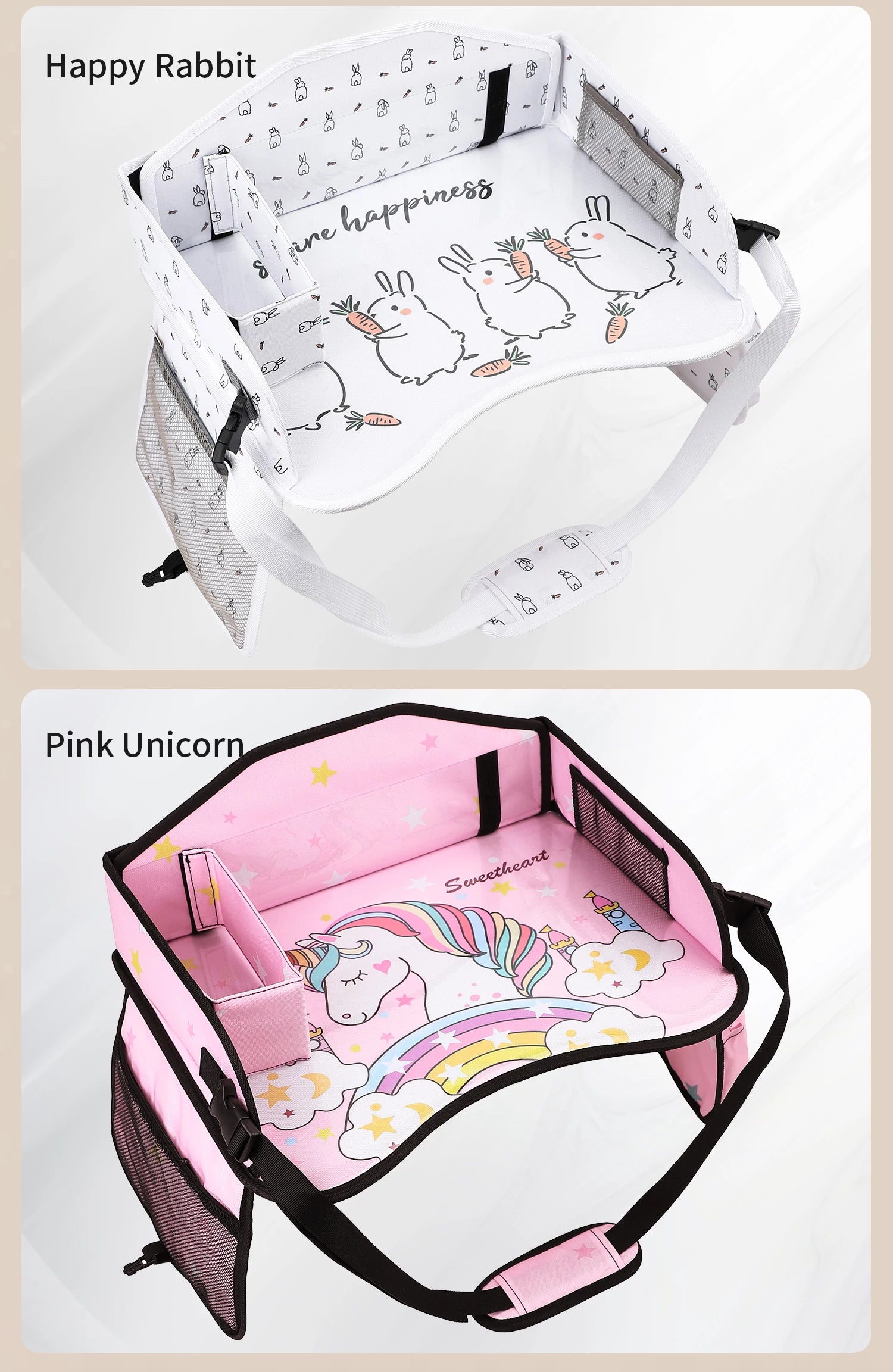 Vehicle-mounted Painting Board Waterproof Child Travel Tray for Car Seat Portable Safety Seat Storage Mesh Pocket Large Capacity