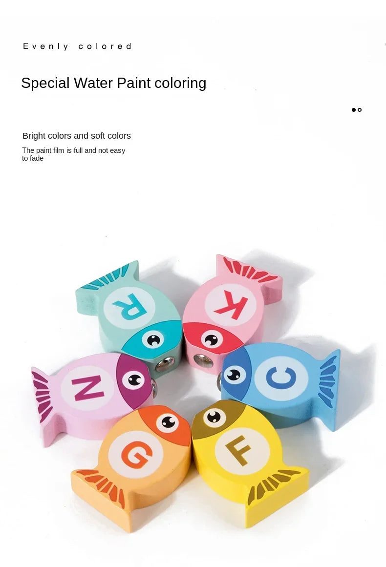 Montessori Wooden Fishing Game | Alphabet & Number Learning Toy