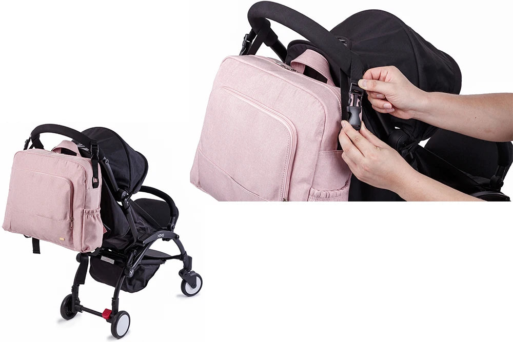 Soboba Solid Diaper Bag Fashion Waterproof Multi-functional Diaper Backpack Nursing Changing Bag for Baby Large Stylish Bag