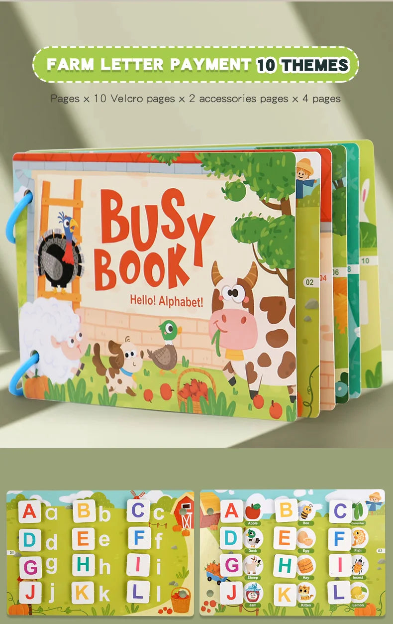 Puzzle Montessori Quiet Book Word Recognition Children's Early Education Enlightenment Stickers Book Toys