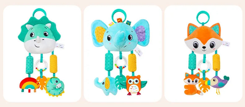 Baby Hanging Toys for 0 3 6 12 Months Rainbow Activity Plush Animal Stroller Toy for Baby Car Seat Crib Travel Sensory Baby Toy