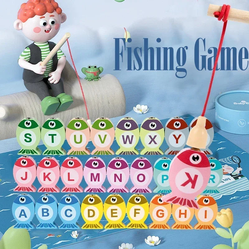 Montessori Wooden Fishing Game | Alphabet & Number Learning Toy
