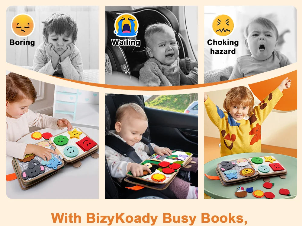 Montessori Toy Busy Board Giraffe Busy Book Preschool Learning Educational Quiet Book Sensory Travel Toy for Baby 3 4 5 6 Ages