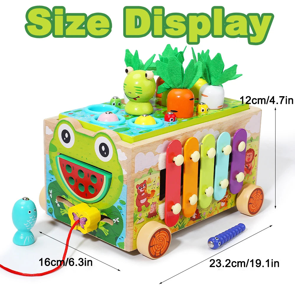 Montessori Carrot Harvest Toy – Wooden Shape Sorting Puzzle for Toddlers