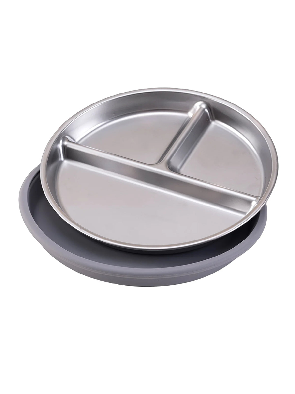Color Kids 1PCS Stainless Steel Plate Detachable Suction Dishes Baby Feeding Sucker Bowl Food Grade Silicone Food Tray Tableware