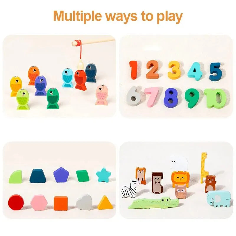 Montessori Wooden Shape & Number Matching Board | Toddler Learning Toy