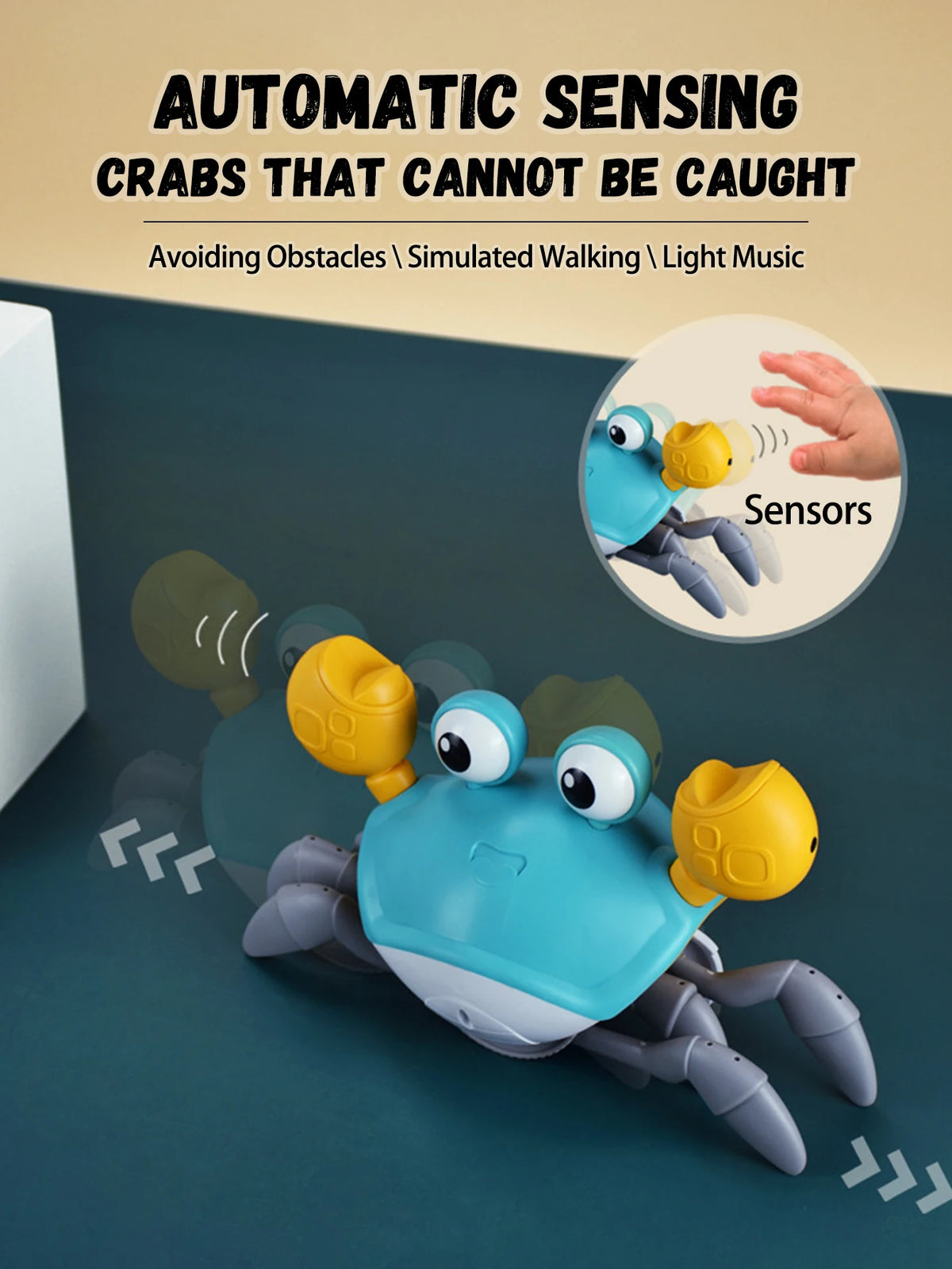 1Pc Auto-sensing Escape Crab toy Children Crawling Avoiding Obstacles Electronic Pet With Music Baby Walking Toy Without battery