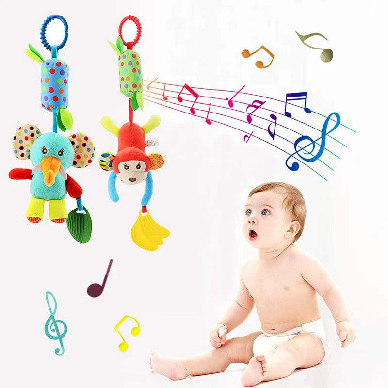 Baby Hanging Toys for 0 3 6 12 Months Rainbow Activity Plush Animal Stroller Toy for Baby Car Seat Crib Travel Sensory Baby Toy
