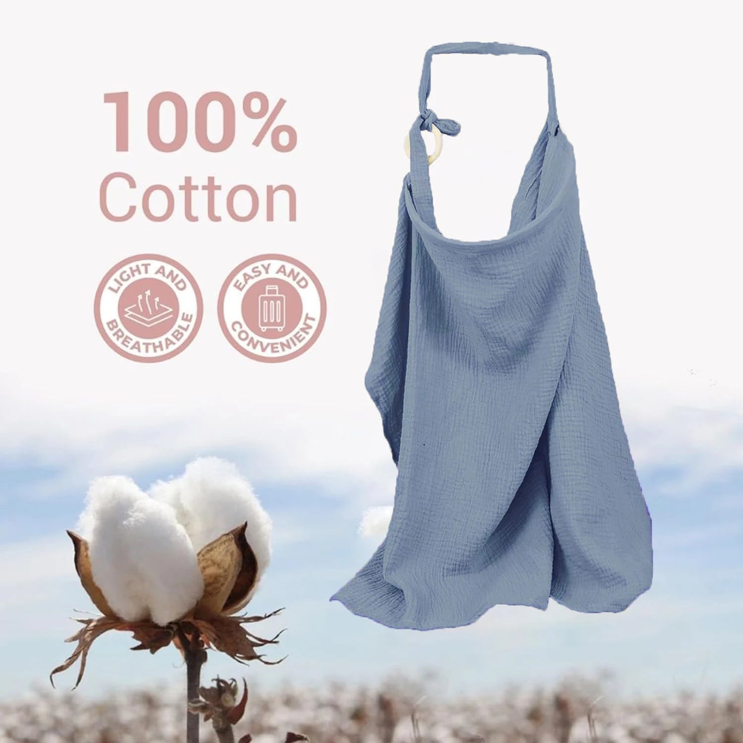 Muslin Nursing Cover for Baby Breastfeeding Breathable Breastfeeding Cover up with Arch Neckline for Women Nursing Apron Multi-u