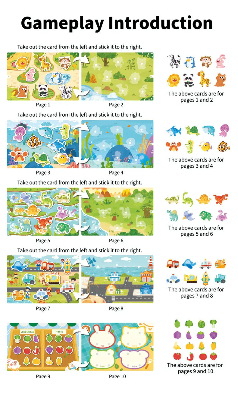 Montessori Baby Busy Stickers Book 'My First Quiet Book' Early Learning Educational Toy for Children Matching Game for Babies