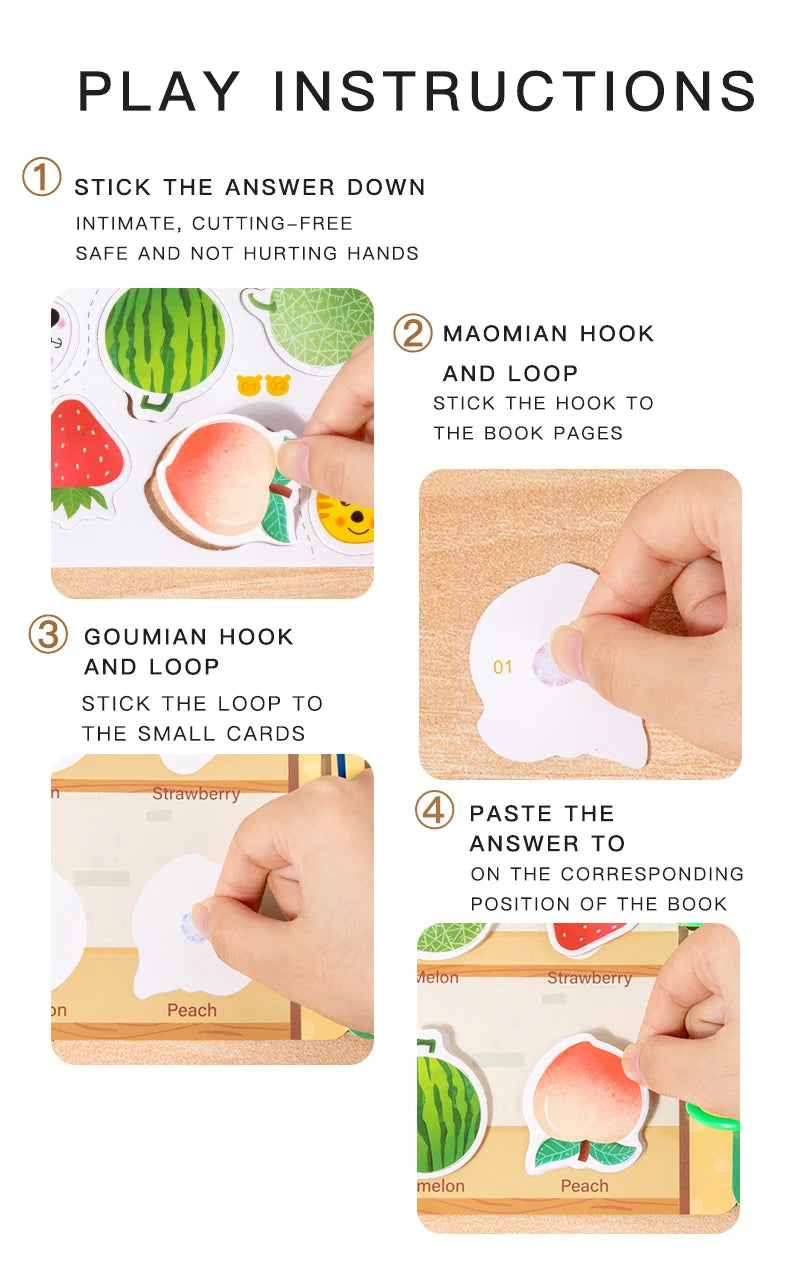 1pc Enlightenment Busy Book Paper Pasting Book Operation Board Baby Learning Children's Quiet Picture Books