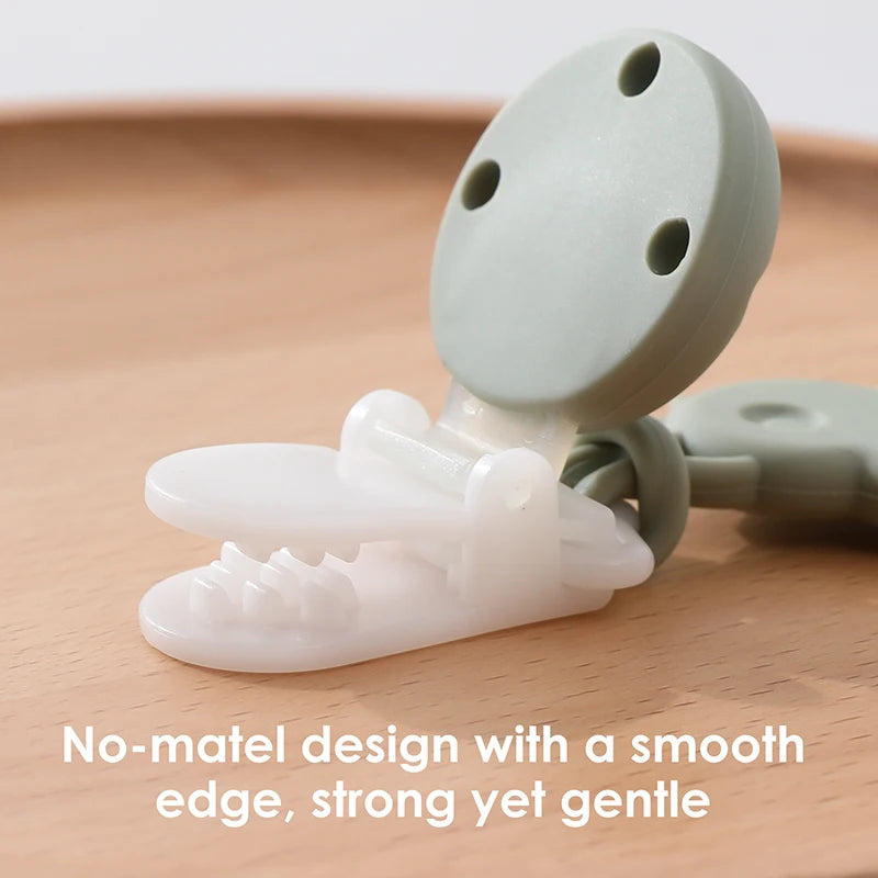 Silicone Pacifier Clips, BPA Free One-Piece Design Pacifier Holder for Baby Boy and Girl 3 Month+, Baby Accessories