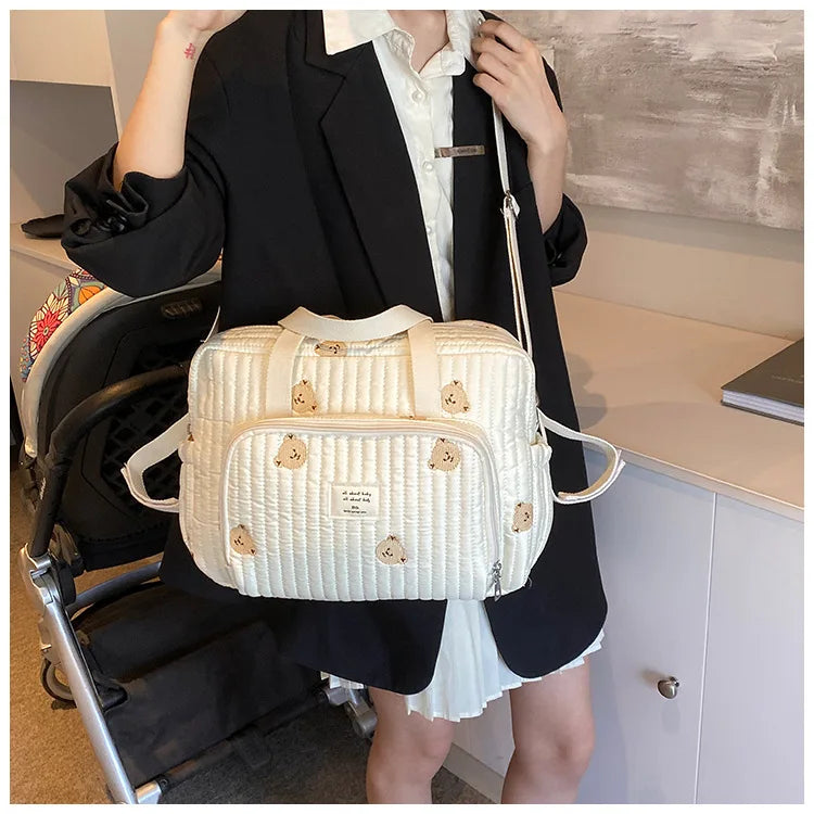 Large Mommy Bag Baby Organizer Maternity Pack Diaper Handbag Embroidered Women Shoulder Crossbody Bag Hospital Travel Mother Kid