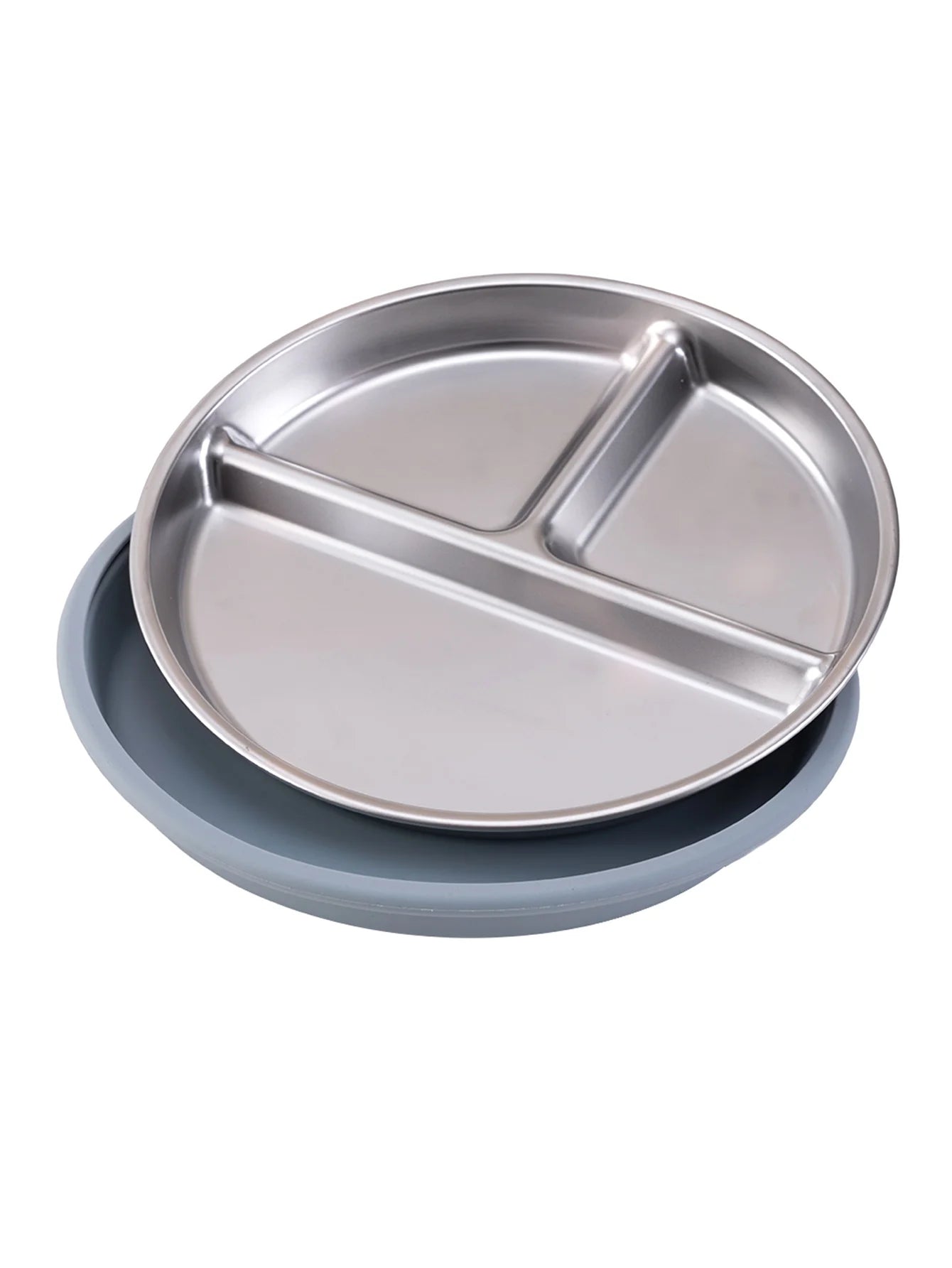 Color Kids 1PCS Stainless Steel Plate Detachable Suction Dishes Baby Feeding Sucker Bowl Food Grade Silicone Food Tray Tableware