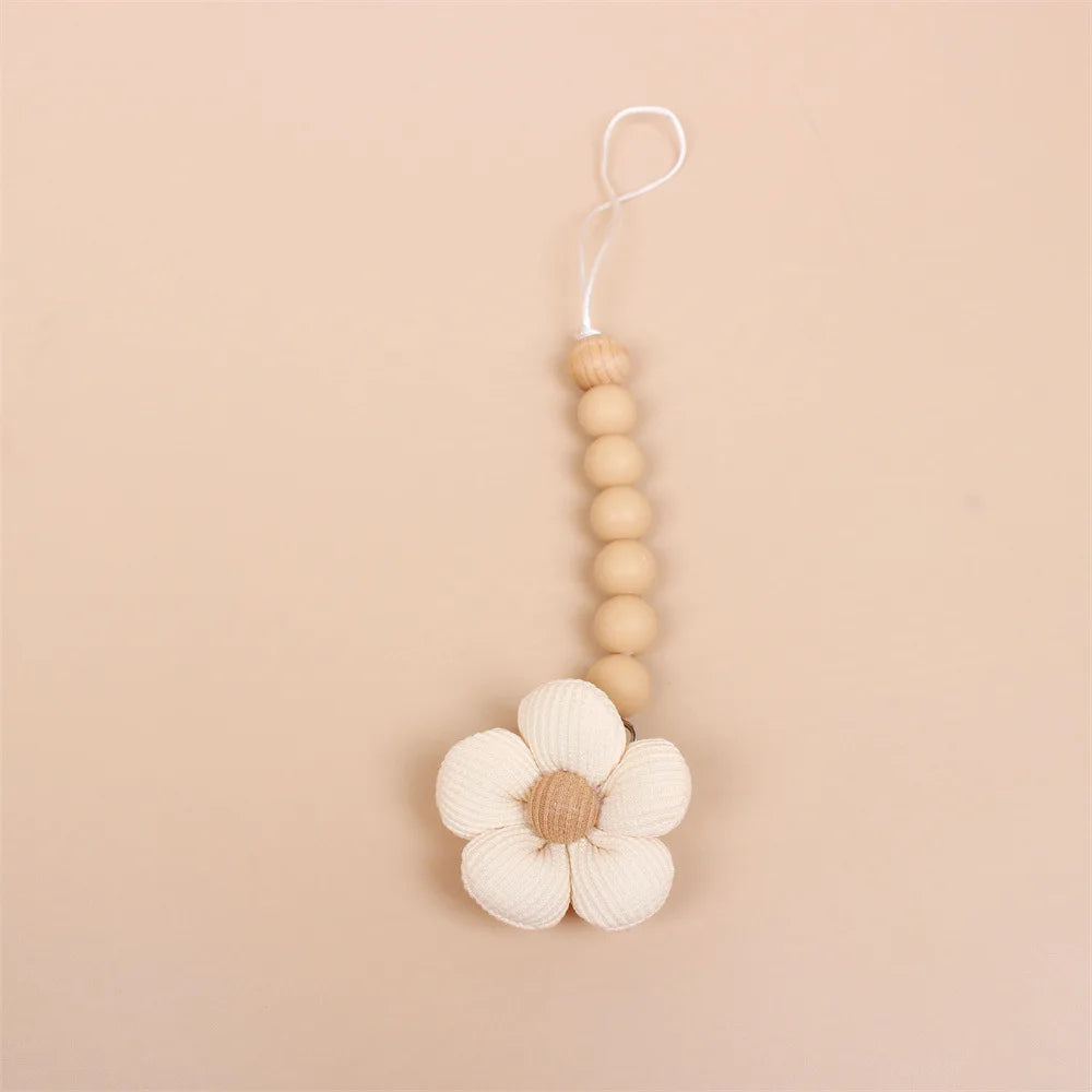 Flower Baby Pacifier Clip Chain Newborn Dummy Nipple Holder Clips BPA Free Cotton Teething Toys Soother Pendant Holder